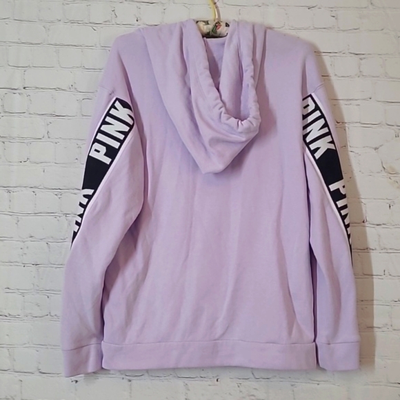 2018 Victoria's Secret PINK Lavender Logo Spellout Long Sleeve Light Hoodie XS - Picture 8 of 15